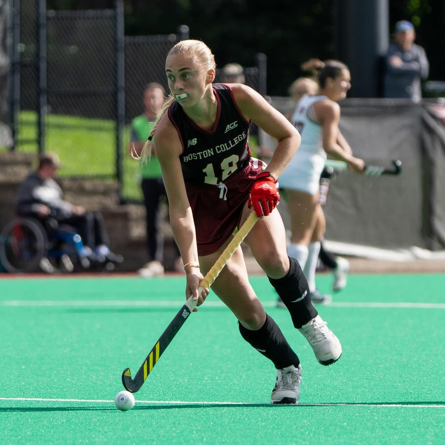 Field hockey player with the ball