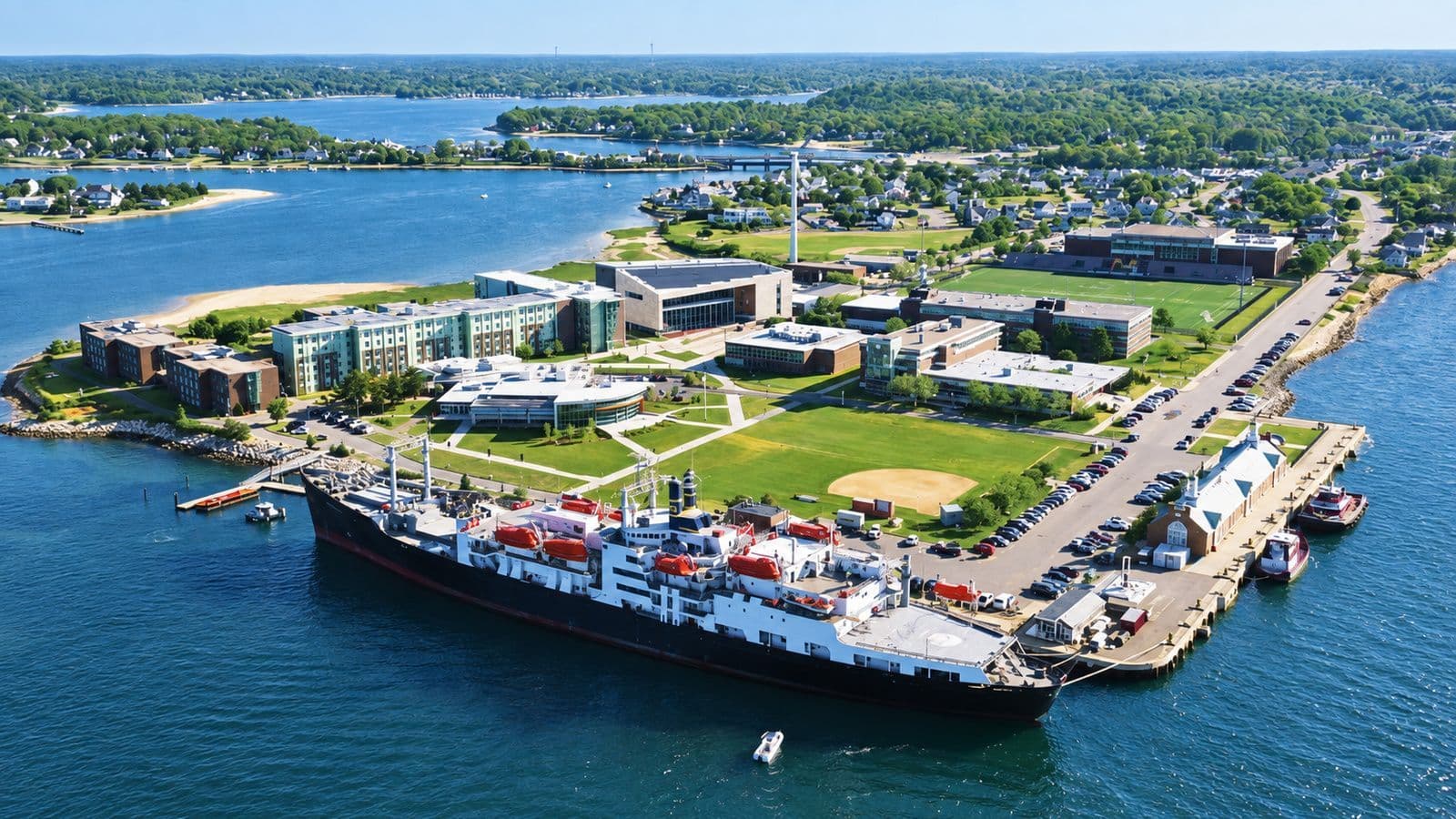 Massachusetts Maritime Academy campus on Buzzards Bay