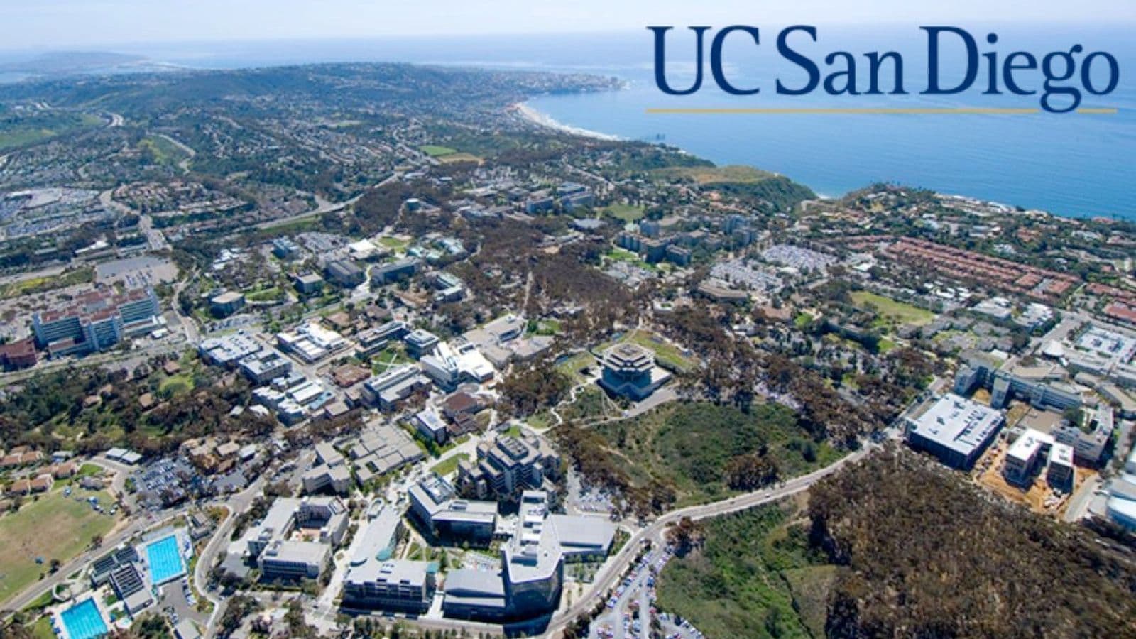 Aerial view of the UC San Diego campus and coast