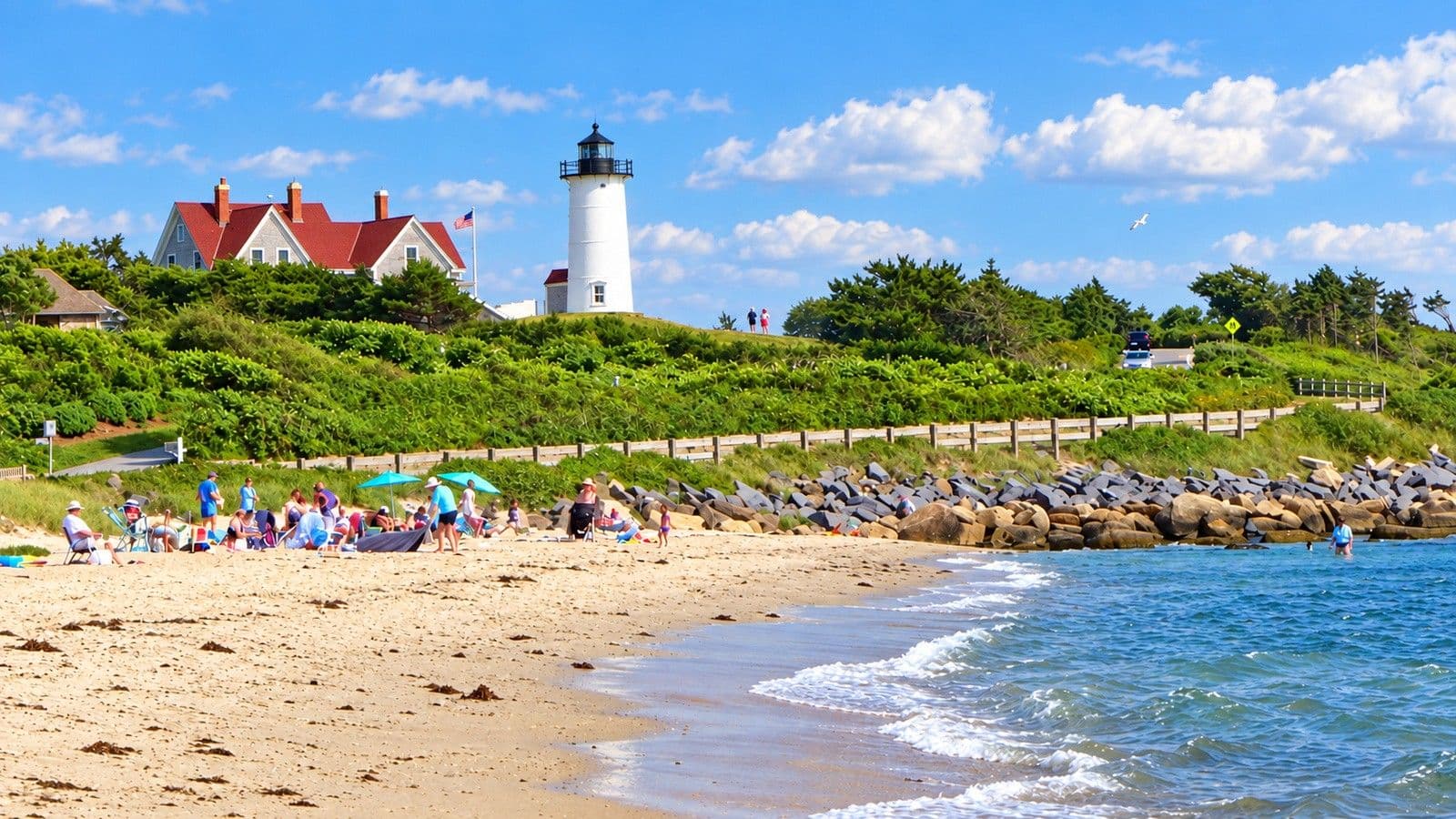 Nobska Light and the beach on Cape Cod